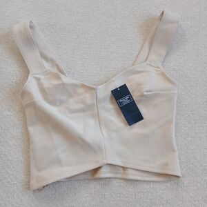 a&f ♡ corset crop tailored top neutral minimal summer small abercrombie & fitch